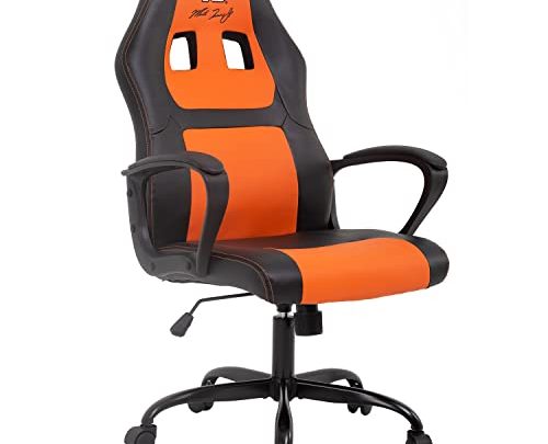 Office Chair PC Gaming Chair Cheap Desk Chair Ergonomic PU Leather Executive Computer Chair Lumbar Support for Home Office (Orange,…