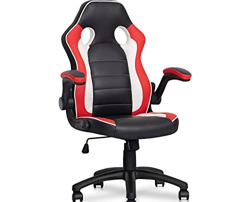 MoNiBloom Video Gaming Chair PU Leather Gamer Chair with Flip-up Arms High-Back Racing Style Adjustable Swivel Task Chair for Kids…