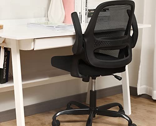 Office Chair, FelixKing Ergonomic Desk Chair, Breathable Mesh Computer Chair,Comfy Swivel Task Chair with Flip-up Armrests and Adjustable Height(Black-C)