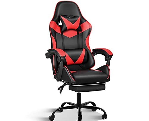 Simple Deluxe, Backrest and Seat Height Adjustable Swivel Recliner Racing Office Computer Ergonomic Video Game Chair Lumbar Support,440lb Capacity, Black,…