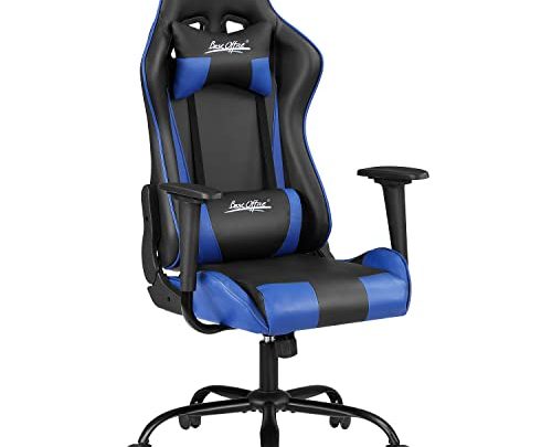 Gaming Chair Office Chair Desk Chair with Lumbar Support Headrest Armrest Task Rolling Swivel Ergonomic E-Sports Adjustable PC Gamer Chair…