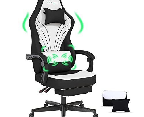 SITMOD Gaming Chair Computer Chair Home Office Desk Chairs Office Chair Fabric Ergonomic Gamer Chair with Footrest Lumbar Support Massage…