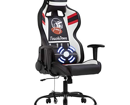 Gaming Chair Massage Office Chair Racing Computer Chair with Lumbar Support Headrest Armrest Task Rolling Swivel Ergonomic PU Leather Adjustable…