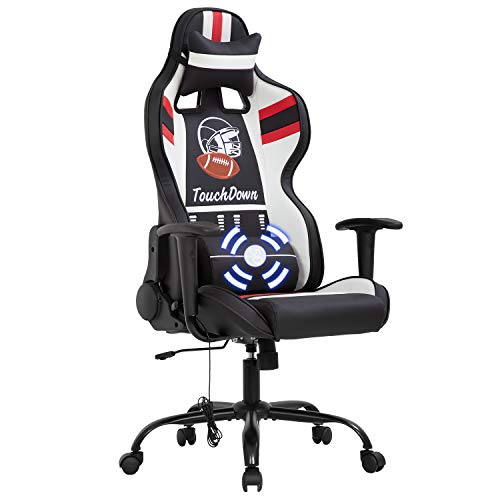 Gaming Chair Massage Office Chair Racing Computer Chair with Lumbar Support Headrest Armrest Task Rolling Swivel Ergonomic PU Leather Adjustable…