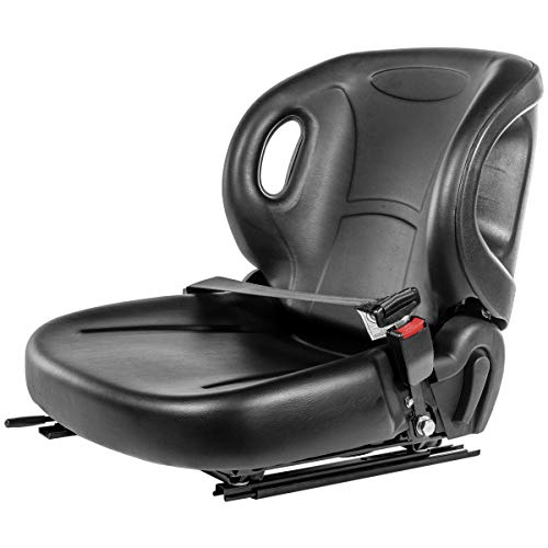 Stark Universal Replacement Forklift Seat w/Retractable Seat Belt Switch for Cat, Clark, Komatsu, Nissan, Yale, Toyota, Hyster w/Curved Back
