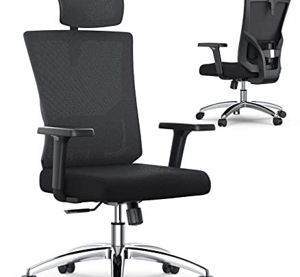 Leteuke Ergonomic Mesh Office Chair, 135° Reclining Computer Desk Chair with Adjustable Armrests and Headrest, High Back Office Chair with…