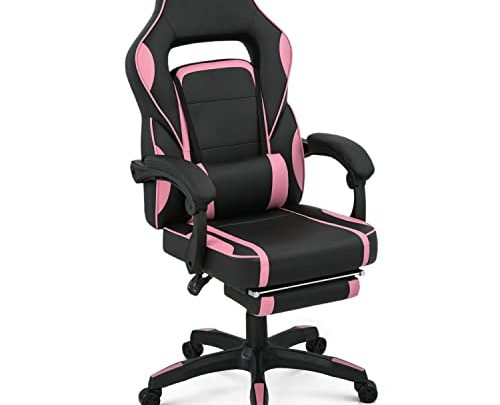 MoNiBloom Racing Style Gaming Chair with Footrest & Lumbar Support, Ergonomic High-Back Gamer Chair Executive Chair with Soft Arms Adjustable…