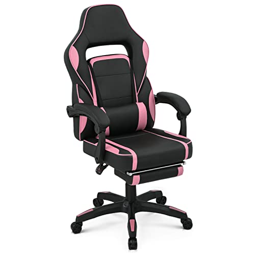 MoNiBloom Racing Style Gaming Chair with Footrest & Lumbar Support, Ergonomic High-Back Gamer Chair Executive Chair with Soft Arms Adjustable…