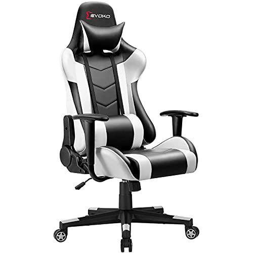 Devoko Ergonomic Gaming Chair Racing Style Adjustable Height High Back PC Computer Chair with Headrest and Lumbar Support Executive Office…