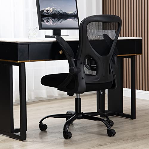 ZJhome 360-Degree Swivel Home Office Computer Desk Chair with Wheels and Flip-up Arms, Lumbar Support Mesh Ergonomic Office Chair, Height…