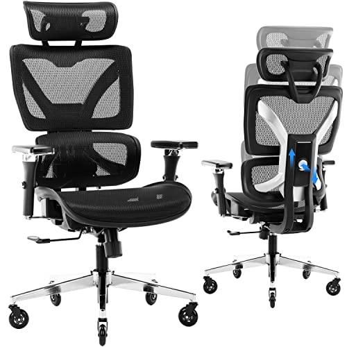 Multifunctional Big and Tall Mesh Office Chair – Adjustable Backrest Height, 4D Arms, Lumbar Support, Headrest and Tilt Angle -…