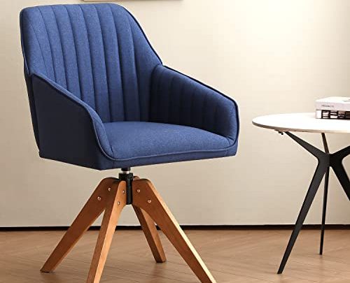 Furniliving Modern Swivel Accent Chair, Mid Century Living Room Chair with Wood Legs Comfy Mid Back Arm Chairs Home Office…