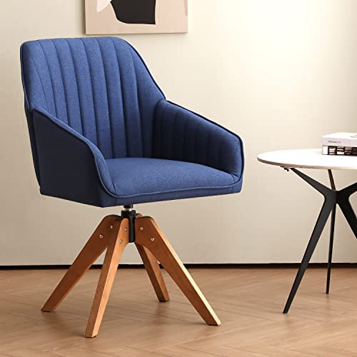 Furniliving Modern Swivel Accent Chair, Mid Century Living Room Chair with Wood Legs Comfy Mid Back Arm Chairs Home Office…