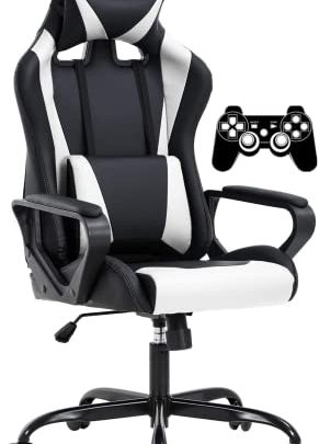 Gaming Chair High-Back Office Chair Ergonomic Video Game Chairs Height Adjustable Reclining Computer Chair with Lumbar Support Armrest Headrest Swivel…