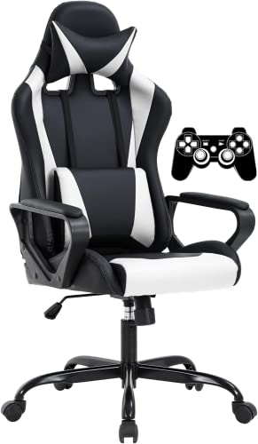 Gaming Chair High-Back Office Chair Ergonomic Video Game Chairs Height Adjustable Reclining Computer Chair with Lumbar Support Armrest Headrest Swivel…