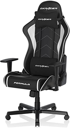DXRacer Formula Gaming Chair, Top-Notch Synthetic Leather, 3D Armrests, Adjustable Recline with Memory Foam Headrest and Lumbar Support, Standard, Black…