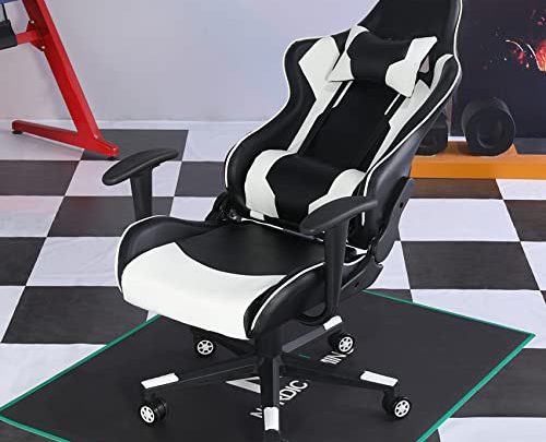 Ergonomic Gaming Chair, Comfortable Gaming Chair,Gaming Computer Chair Leather Desk Chair, Cheap Gaming Chair Adjustable Swivel Gaming Office Chair（White）
