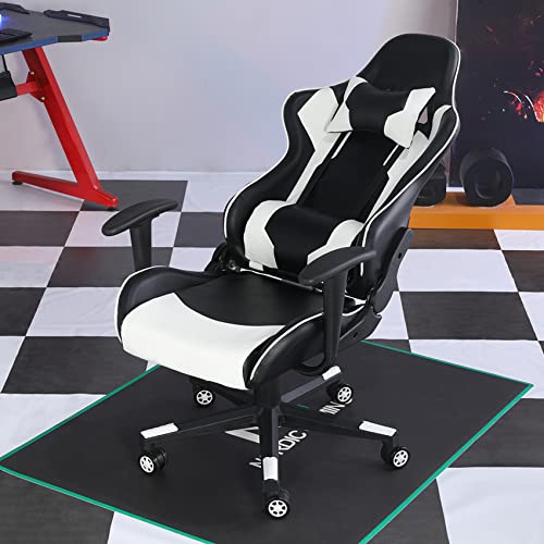 Ergonomic Gaming Chair, Comfortable Gaming Chair,Gaming Computer Chair Leather Desk Chair, Cheap Gaming Chair Adjustable Swivel Gaming Office Chair（White）