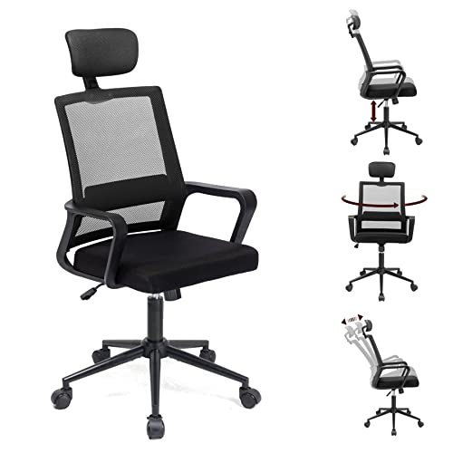 SDOROS Ergonomic Office Chair,High Back Computer Chair,Ergonomic Design,Adjustable Headrest,Rocking Chair,120°Backrest Rocking Function,3 Point Support (Black)