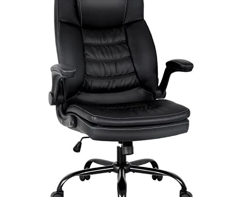 Office Chair Desk Chair Computer Chair with Lumbar Support Adjustable Armrest Task Chair Rolling Swivel PU Leather H High Back…