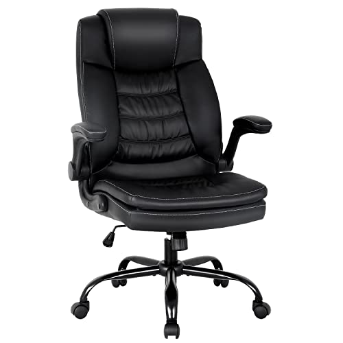Office Chair Desk Chair Computer Chair with Lumbar Support Adjustable Armrest Task Chair Rolling Swivel PU Leather H High Back…
