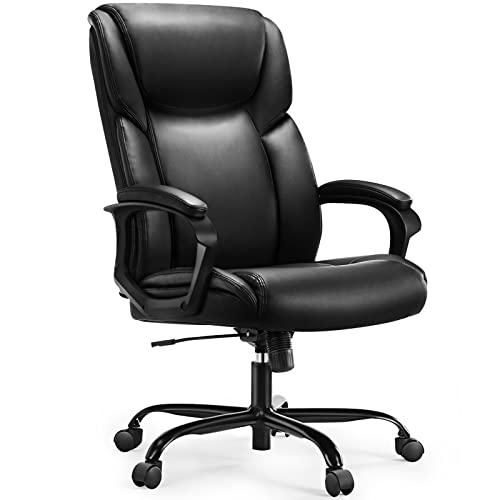 Executive Office Chair – Ergonomic Big and Tall Home Computer Desk Chair with Lumbar Support, PU Leather, High Back , Adjustable Height & Swivel
