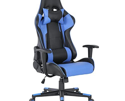 Ergonomic Gaming Chair, Comfortable Gaming Chair,Gaming Computer Chair Leather Desk Chair, Cheap Gaming Chair Adjustable Swivel Gaming Office Chair（Blue）