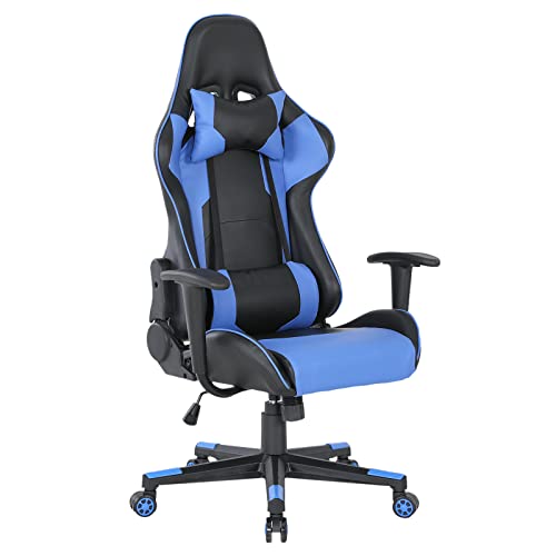 Ergonomic Gaming Chair, Comfortable Gaming Chair,Gaming Computer Chair Leather Desk Chair, Cheap Gaming Chair Adjustable Swivel Gaming Office Chair（Blue）