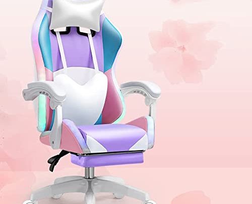 Gaming Chair,RGB Light Gamer Chair,Cute Bedroom Live Computer Chair with Speaker Fashion Home Lift Reclining Chair Gaming