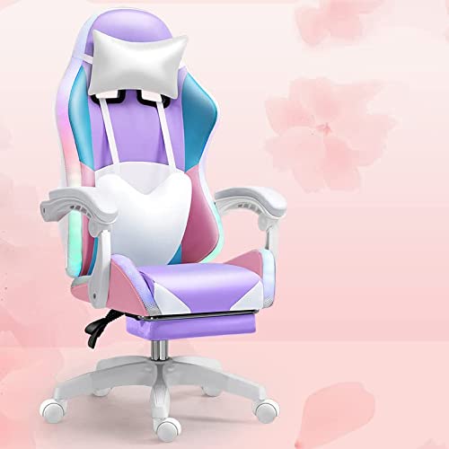 Gaming Chair,RGB Light Gamer Chair,Cute Bedroom Live Computer Chair with Speaker Fashion Home Lift Reclining Chair Gaming