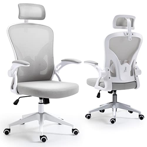 Office Chair,Ergonomic Desk Chair with Adjustable Headrest and Lumbar Support,High Back Mesh Computer Chair with Padded Flip-up Armrests,Swivel Task Chair…