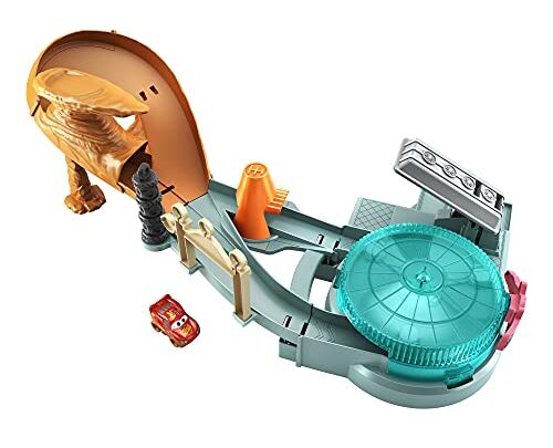 Disney Pixar Cars Mini Racers Radiator Springs Spin Out Playset with Pitty and Exclusive Lightning McQueen Vehicle, Interactive Water Play…