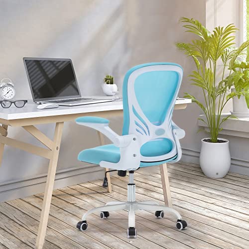 Hramk Office Chair Mid Back Swivel Desk Chair with Flip-up Arms, Breathable Mesh Computer Chair, Lumbar Support Task Chair with…