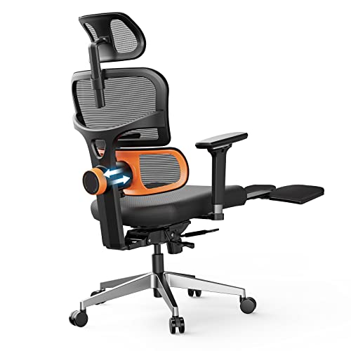 Ergonomic Mesh Office Chair with Adaptive Lumbar Support | High Back Computer Desk Chair with Footrest | Adjustable Arms Headrest…