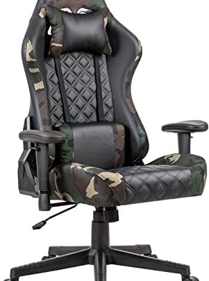 Gaming Chair PC Office Chair Computer Racing Chair PU Desk Task Chair Ergonomic 360°-Swivel Rolling Chair Adjustable E-Sports Chair with…