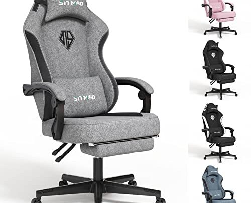 SITMOD Gaming Chair with Footrest-Computer Ergonomic Video Game Chair-Backrest and Seat Height Adjustable Swivel Task Chair for Adults with Lumbar…