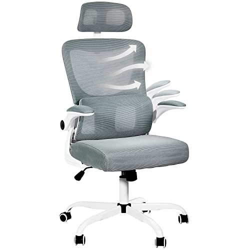DualThunder Ergonomic Office Chair Lumbar Support, Home Office Desk Chairs with Wheels and Flip up Arms, High Back Mesh Office…