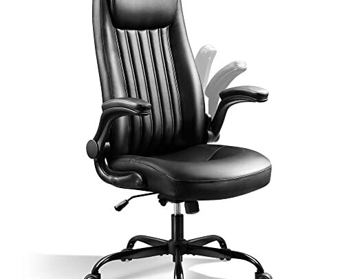 DEVAISE Computer Office Chair, High Back Ergonomic Desk Chair with Adjustable Flip-up Armrests, Lumbar Support and Thick Headrest, Executive Suede…