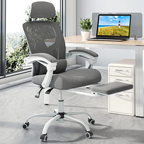Office Chair,Reclining High Back Desk Chair,Ergonomic Home Mesh Chair,Tilt and Lock,Computer Swivel Task Chair with Lumbar Support Pillow,Adjustable Headrest,Retractable Footrest…