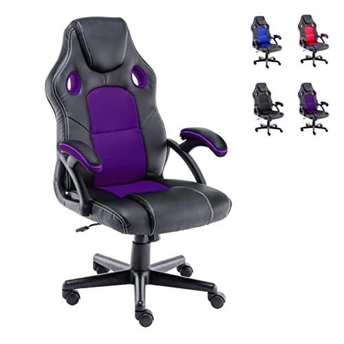 SDOROS Gaming Chair Computer Chair with High Back and Padded Armrests, Ergonomic Design,Mesh,PU,Rocking Game Chair,120°Backrest Rocking Function,3 Point Support,Comfortable Leather,4…