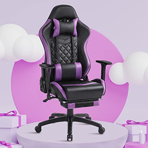 Blue Whale Massage Gaming Chair with Footrest and 350LBS Reinforced Base,Thickened Seat Cushion,3D Adjustable Armrest, Big and Tall Ergonomic Office…