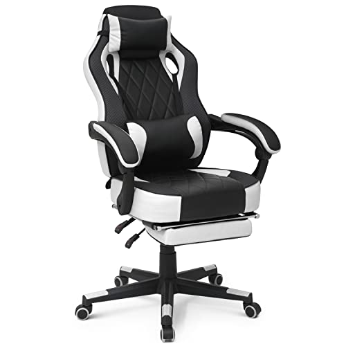 MoNiBloom Reclining Computer Chair with Footrest & Detachable Lumbar Support 360 Degree Swivel Racing Style PU Leather Computer Gaming Chair…