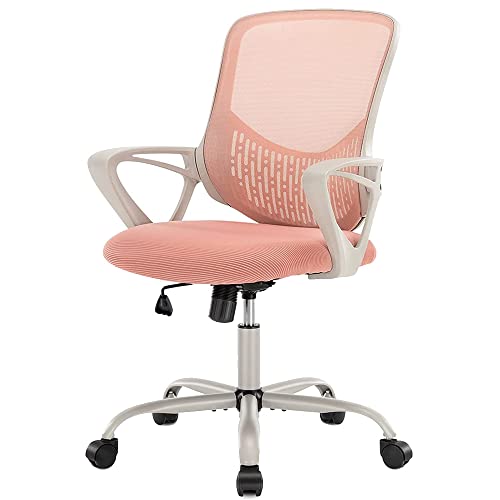 Office Chair, Desk Chair, Ergonomic Home Office Desk Chairs, Mid Back Mesh Computer Chair, Cute Swivel Rolling Task Chair with…