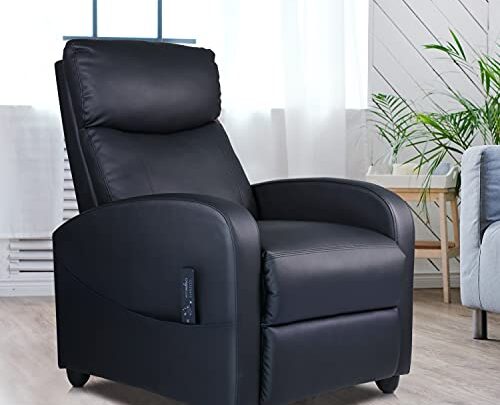 Recliner Chair for Living Room, Massage PU Leather Recliner Sofa Home Theater Seating with Lumbar Support Winback Single Sofa Armchair…