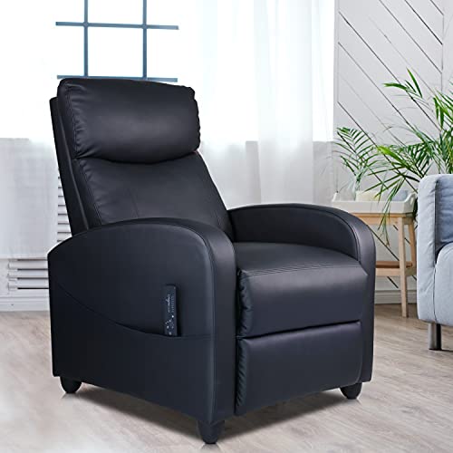 Recliner Chair for Living Room, Massage PU Leather Recliner Sofa Home Theater Seating with Lumbar Support Winback Single Sofa Armchair…