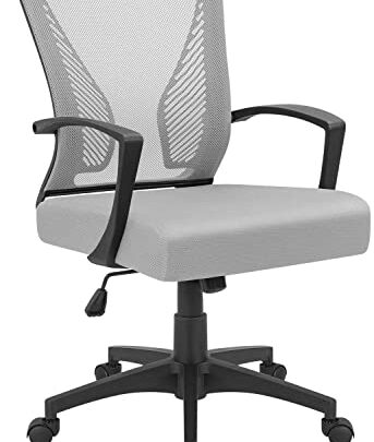Office Chair Mid Back Swivel Lumbar Support Desk Chair, Computer Ergonomic Mesh Chair with Armrest (Gray)