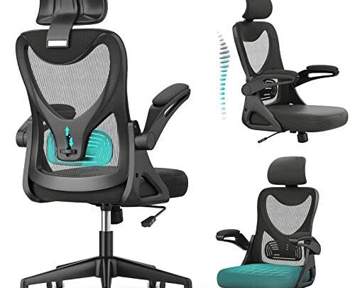 Office Chair – Ergonomic Desk Chair with Adjustable 2D Headrest & Lumbar & Armrest, Upgraded Comfy Cushion, Tilting & Height…