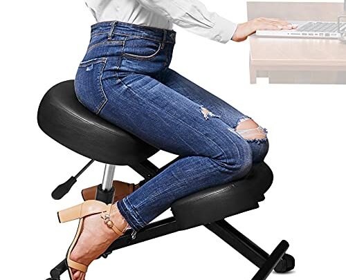 Ergonomic Kneeling Chair for Office, Height Adjustable Stool with Thick Foam Cushions for Home and Office, Angled Seat to Improve…