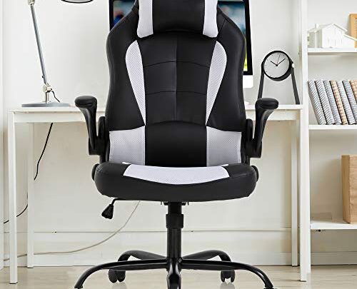 Dkeli, Gaming Chair Office Chair Desk Chair Ergonomic High Back Computer Chair with Lumbar Support Flip-up Arms Headrest PU Leather…