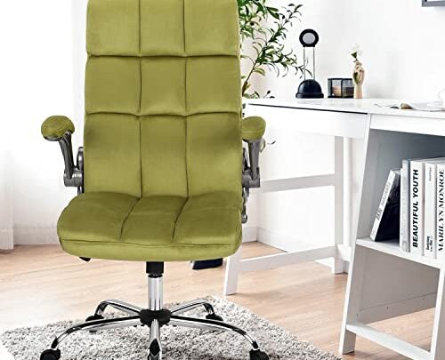 KCREAM Office Chair,Velvet Chair Executive Chair Desk Chair, High Back Adjustable Tilt Angle and Flip-up Arms and Thick Padding for…